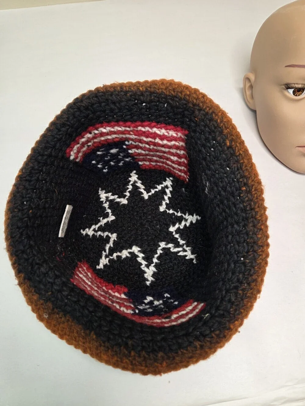 SisanDina Ecuador 100% Wool Handmade Crochet Bucket Hat American Flag Patriotic